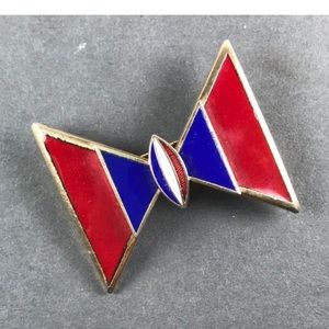 Vintage enamel red white blue bow brooch pin